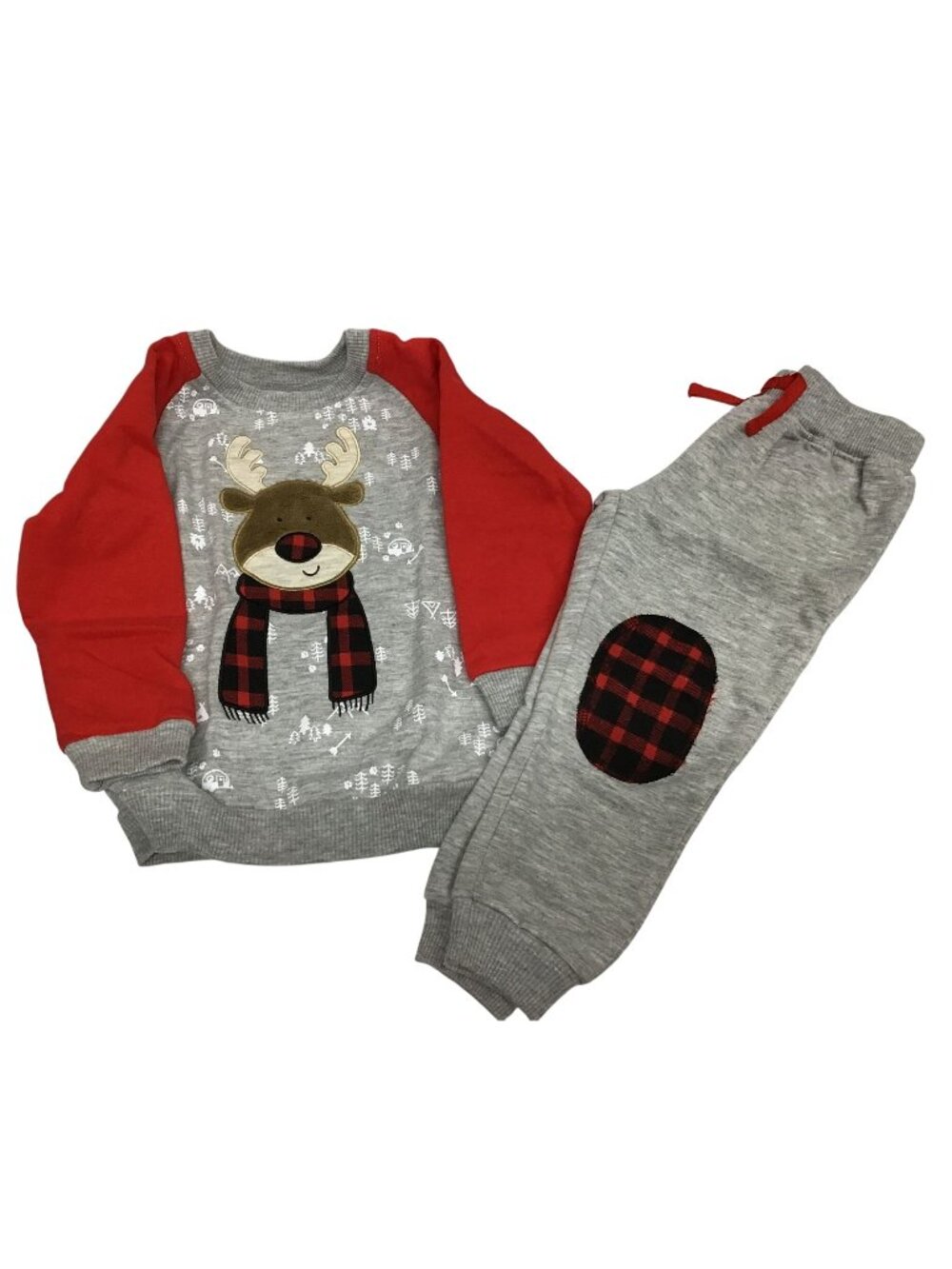Little Rebels 2T Reindeer Red Gray Sweatshirt Joggers Set